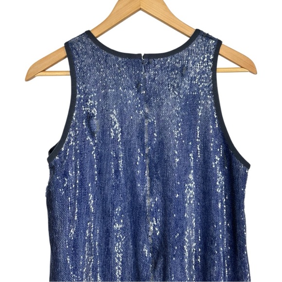 Carmen Marc Valvo Denim Sequin Mini Shift Dress size 8 Sleeveless - Picture 8 of 14